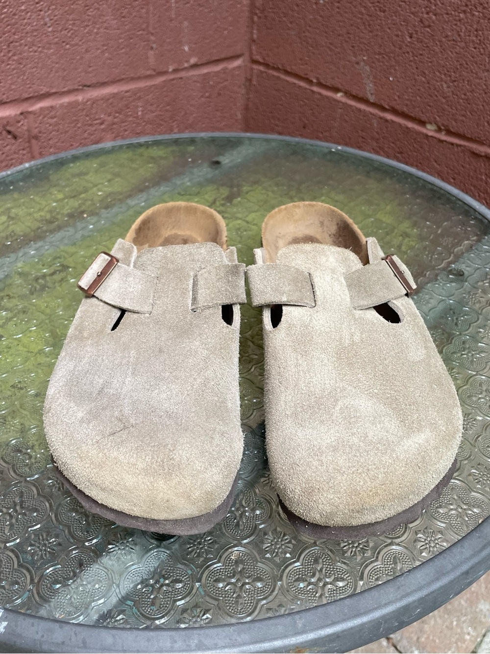 Birkenstock Boston Taupe Suede Soft Footbed Clogs Size 38 - Picture 2 of 12